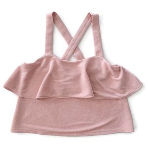 Madewell Crop Ruffle Wide Strap Faux Corduroy Top